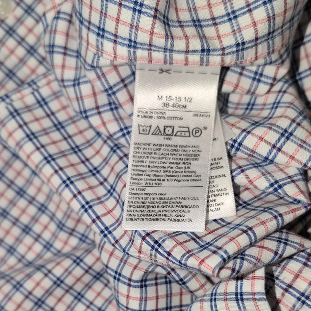 Banana Republic Non-Iron Long Sleeve Plaid‎ Button-Down Slim Fit Shirt Men's M